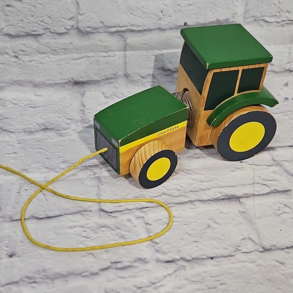 John Deere wooden slinky pull along toy